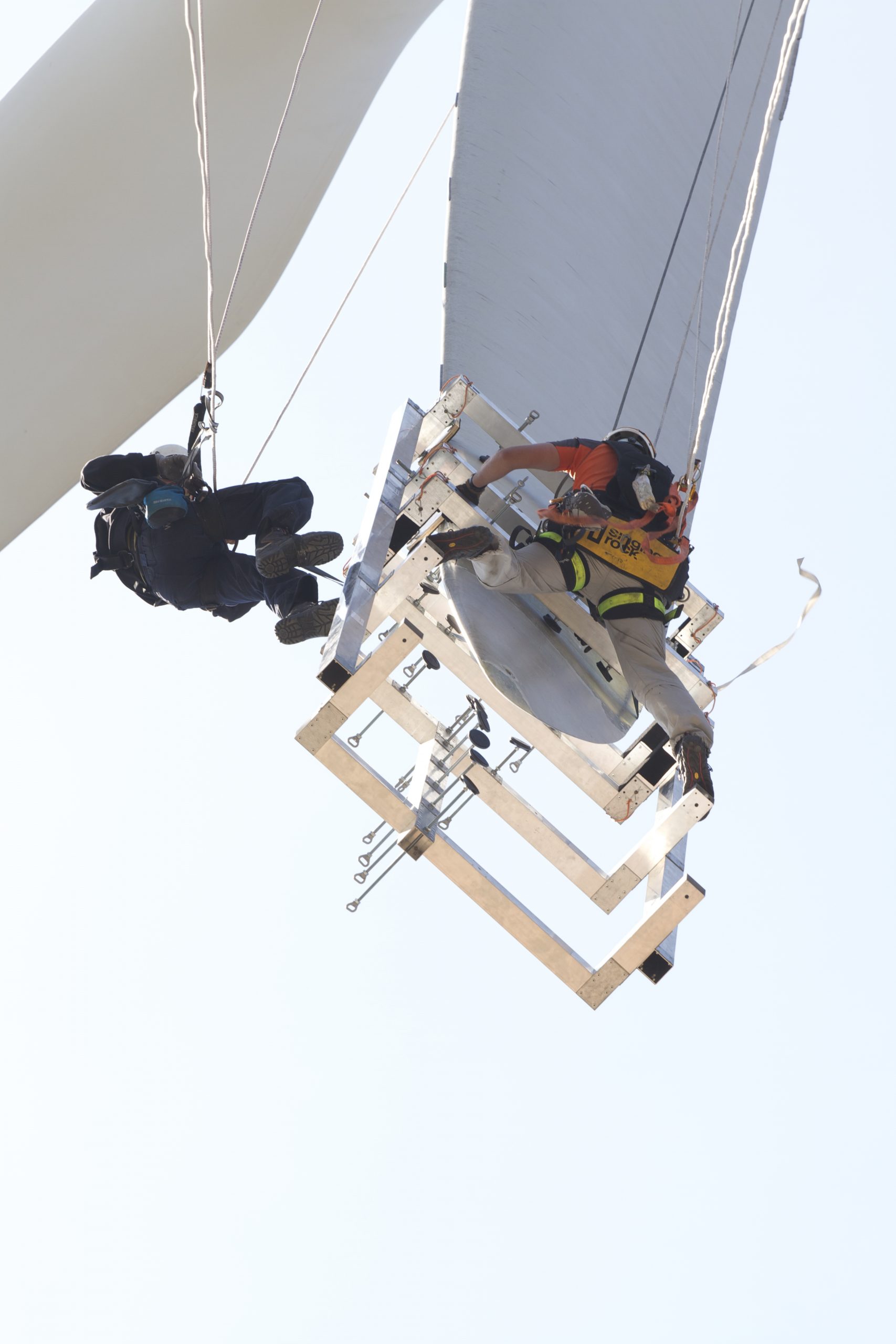 Rotor Blade Extension installation on a hanging blade